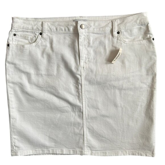 Amazon Essentials Classic 5-Pocket Denim Skirt White Stretch Above Knee Size 16 - Picture 3 of 10